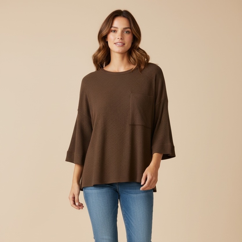 New. Fantastic Fawn Chocolate Brown Tunic Top